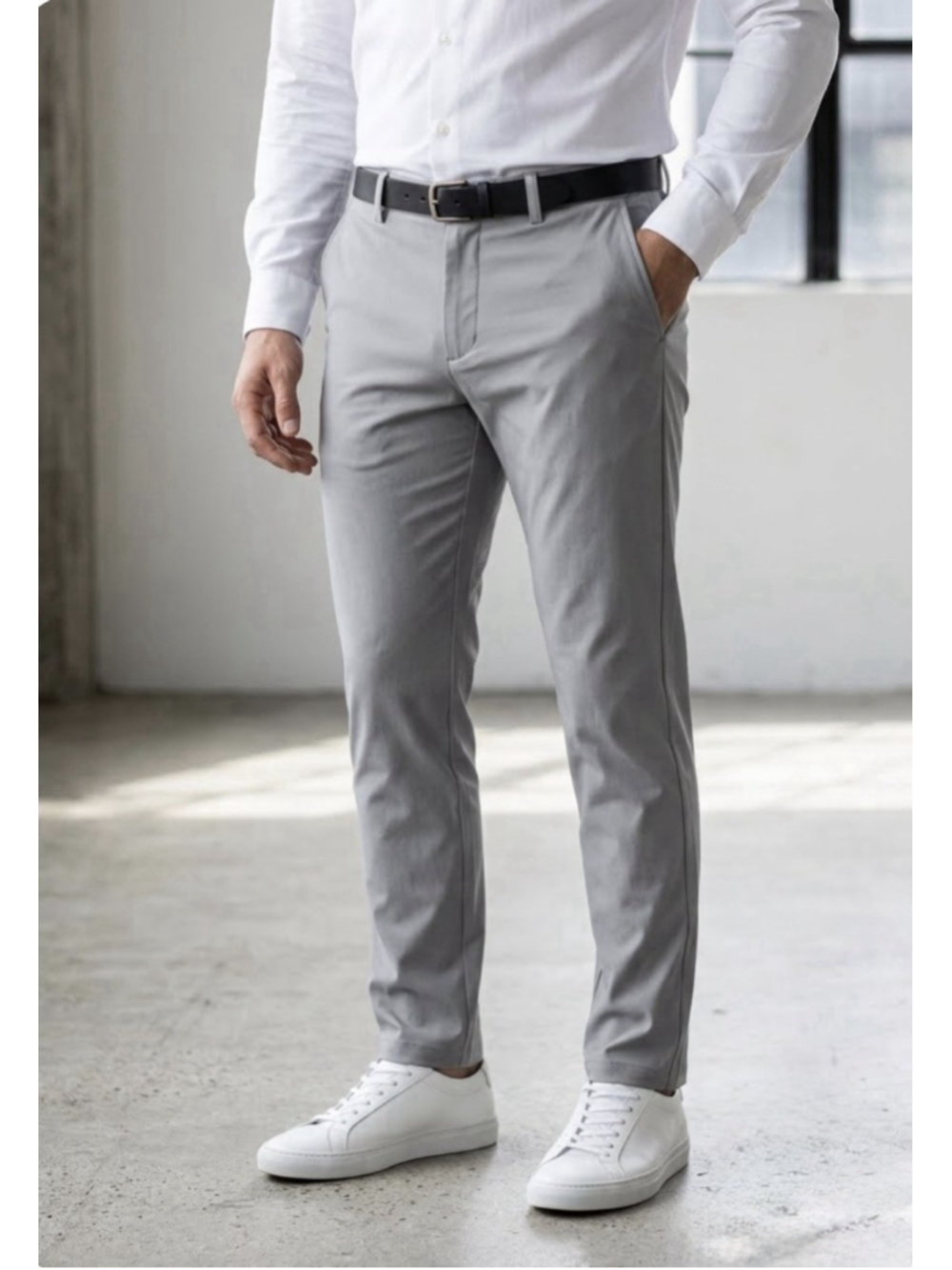 Men’s Light Gray Straight Dress Pants 40x28L Business 1130